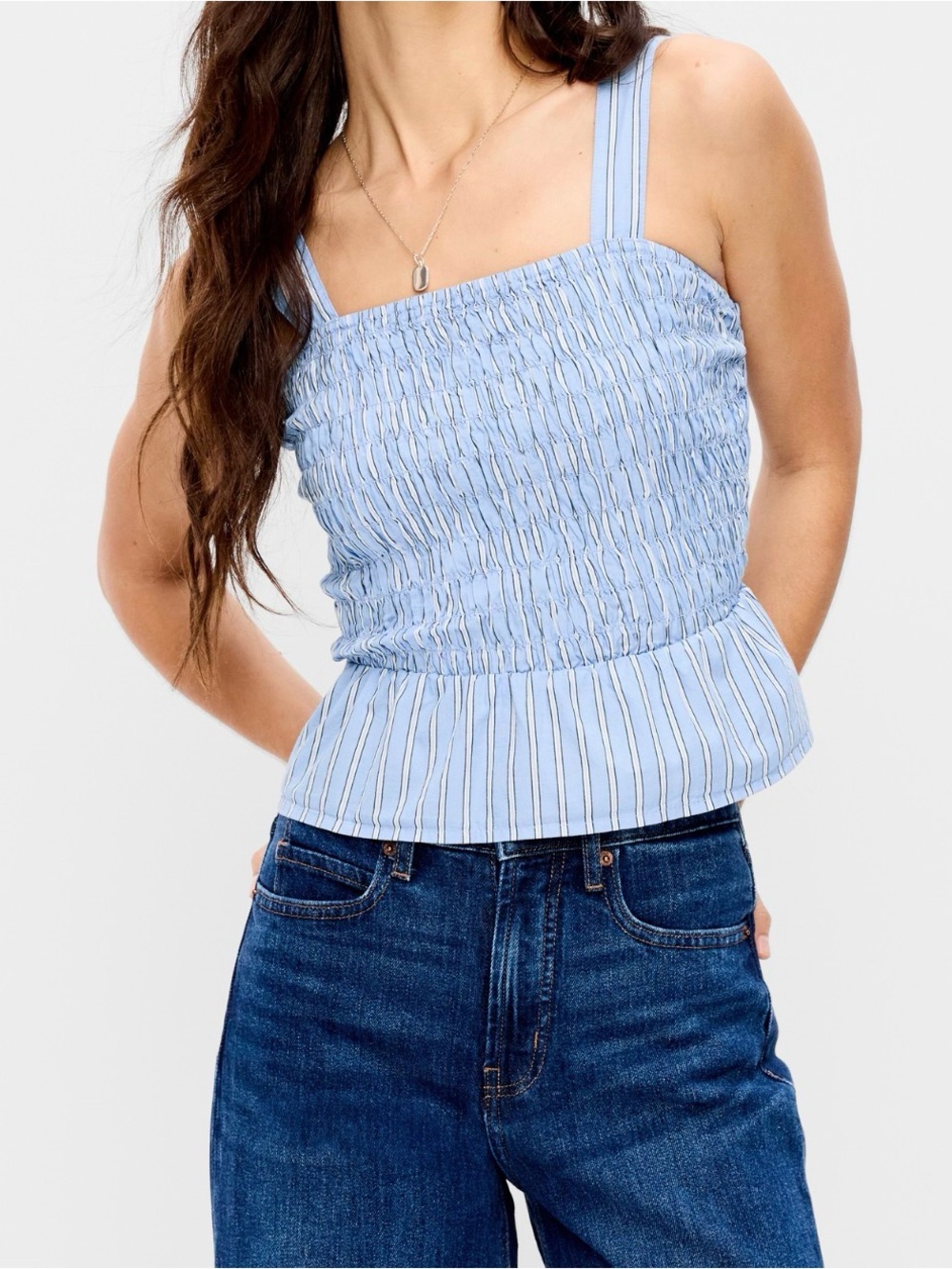 Old Navy Women Smocked Peplum Tank Top (Size: M)